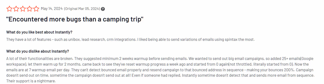 instantly bad review