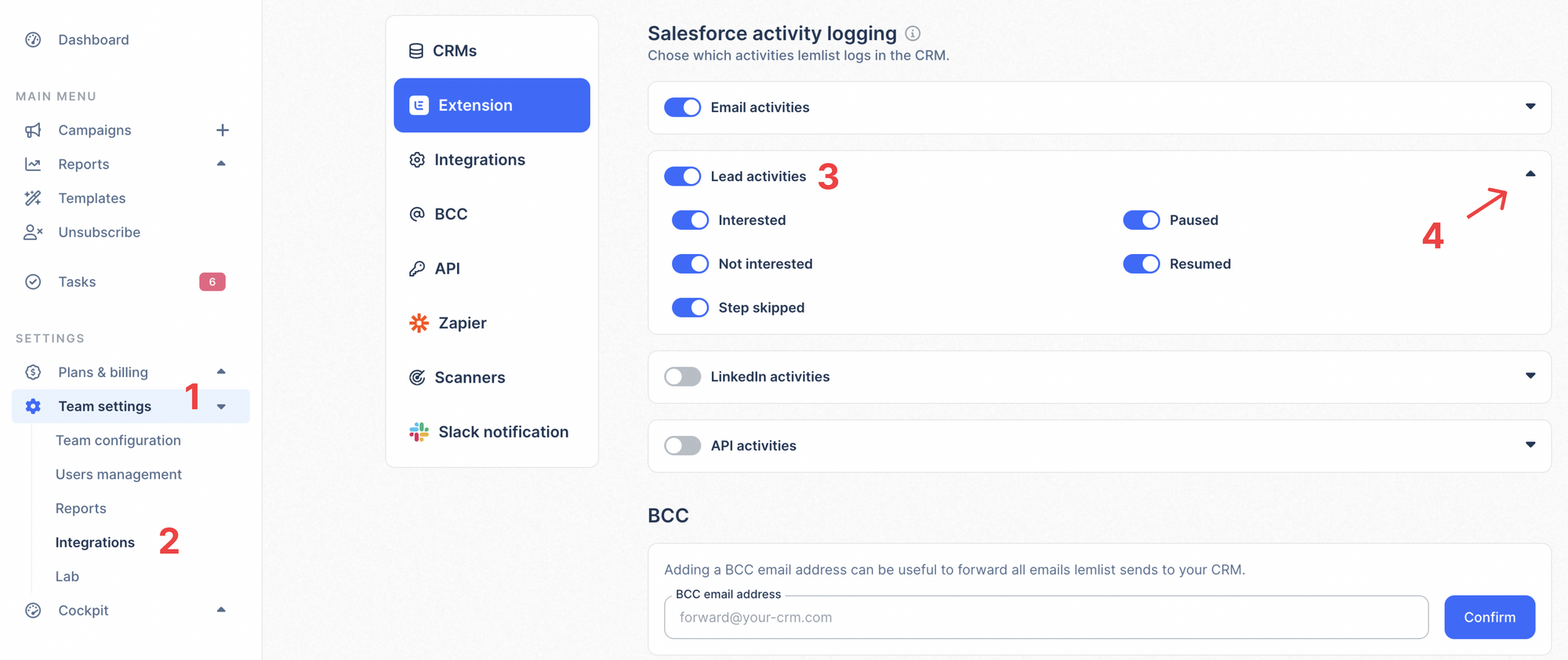 predefine team-level settings