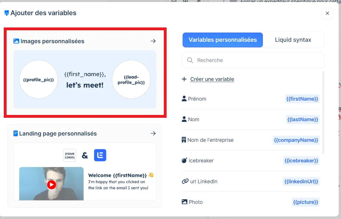 image personnalisée lemlist