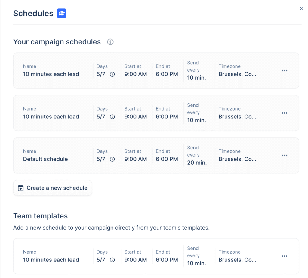 You can create custom schedules on lemlist to improve email deliverability